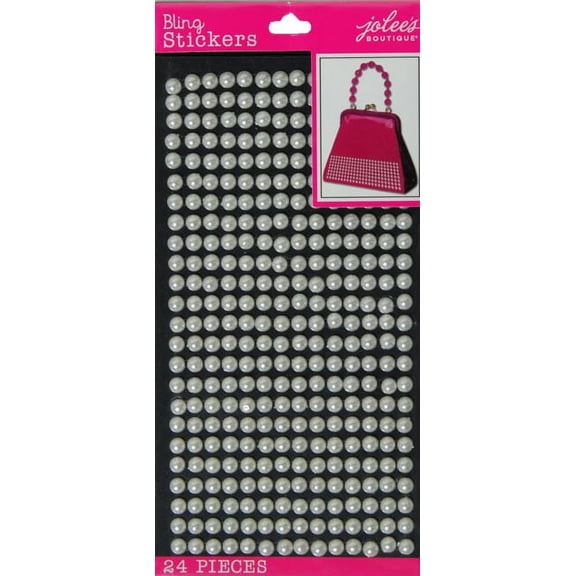 Jolee's Boutique Solid White Pearl Bling Plastic Sticker, 24 Piece Arts and Craft