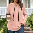 thumbnail image 2 of yoeyez Fall Sweaters for Women Knit Long Sleeve Hoodie Laides Striped Knitted Sweatshirts Loose Casual Fashion Clothes Hot Pink,XXL, 2 of 6