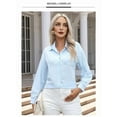 thumbnail image 4 of Button Down Shirts for Women Cotton Dress Shirts Collared Long Sleeve Wrinkle Free Blouse Tops Light Blue M, 4 of 8