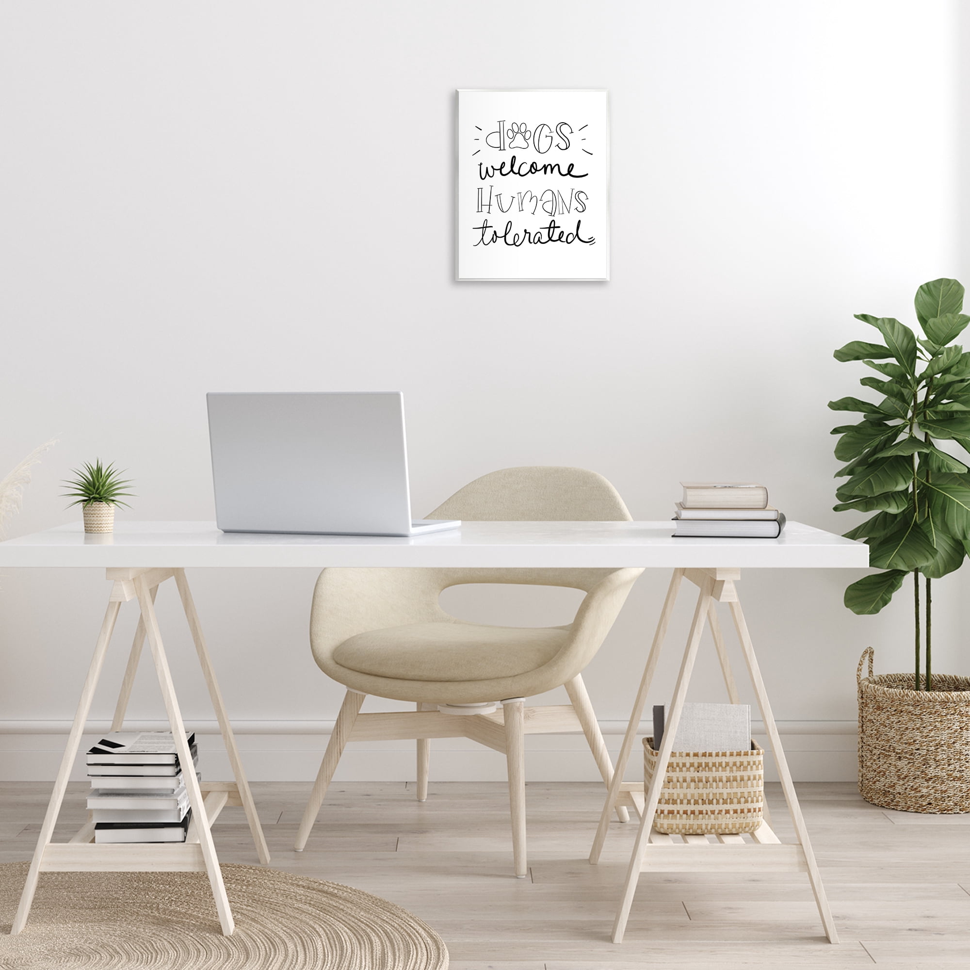 Stupell Industries Dogs Welcome Humans Tolerated Typography Painting Unframed Art Print Wall Art, 11 x 14