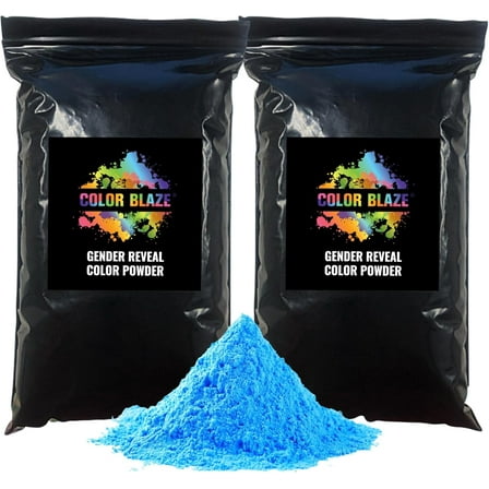 Color Blaze Black-Out Gender Reveal Holi Powder - 2 Pounds Blue & Tape Included