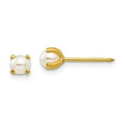 4 mm 24K Non Metal Plated Inverness Simulated Pearl Earrings, Pair