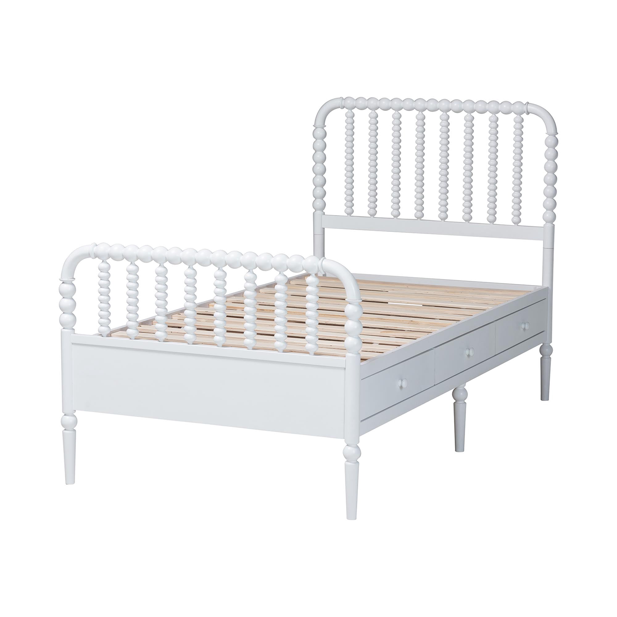 Baxton Studio Lucera Mid-Century Modern Platform Bed, Twin, White