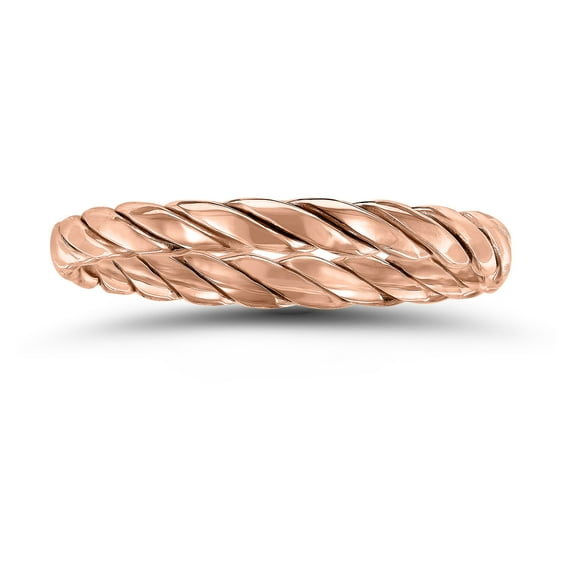 SZUL Women's 1.7MM Braided Rope Twist Wedding Band in 14K Rose Gold