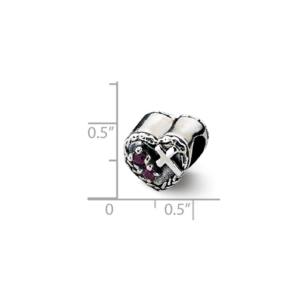 Jewelry Adviser Beads Sterling Silver Reflections CZ and Cross Heart Bead 