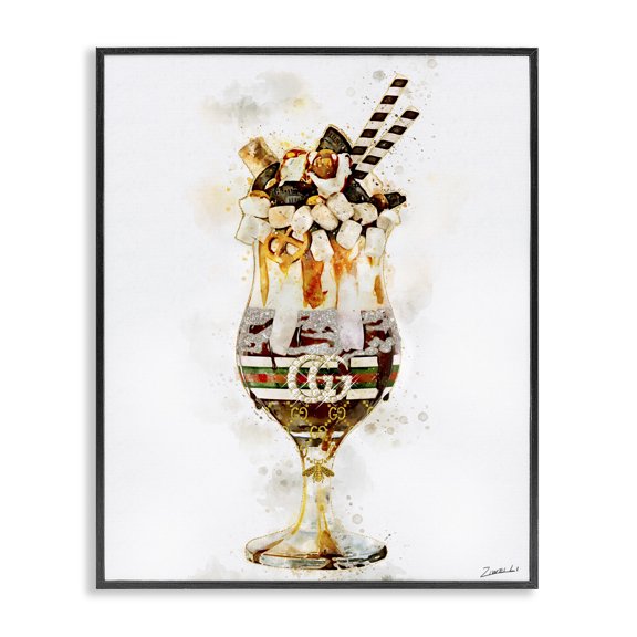 Stupell Industries Contemporary Fashion Brand Dessert Glass Black Framed Giclee Art, 11 x 14, by Ziwei Li