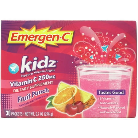 Emergen-C Kidz Drink Mix, Fruit Punch 250mg Packets, 30ct