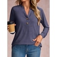 thumbnail image 3 of JYLFC Women Long Sleeve Tops with Button 2025 Fall Dressy Casual Henley Shirts Trendy Blouses Navy Blue 3XL, 3 of 6