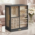 thumbnail image 2 of LEDREM 360° Rotatable Jewelry Box, 5-Layer Organizers & 18 Hooks For Necklaces, Glass & Velvet Lining, 2 of 9