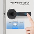 thumbnail image 4 of Zootealy Smart Fingerprint Door Lock Set with Bluetooth Connection, Tuya APP, and Virtual Password - Aluminum Alloy Front and Rear Handles, Key Included - Black, 20 Fingerprint/Password Capacity, Low, 4 of 6