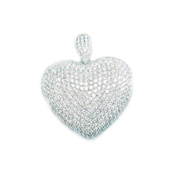 Pave Diamond Heart Pendant/Necklace Sterling silver, Heart, Heart Jewelry, Pendant Necklace, Silver Heart Pendant, Valentine, diamond Heart