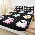 thumbnail image 4 of Manfei Cute Colorful Ghost Queen Sheets 4 Pieces, Happy Halloween Queen Sheet Sets, Pink Blue Purple,1 Fitted Sheet, 1 Flat Sheet and 2 Pillowcases, 4 of 5