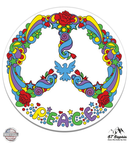 GT Graphics Peace Sign Flowers Vinyl Sticker Waterproof Decal