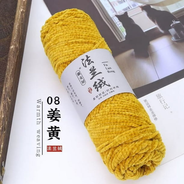 Zhuge Hilo de felpa de terciopelo de 300 g para crochet y tejido - Hilo de manta de chenilla suave y grueso, jengibre