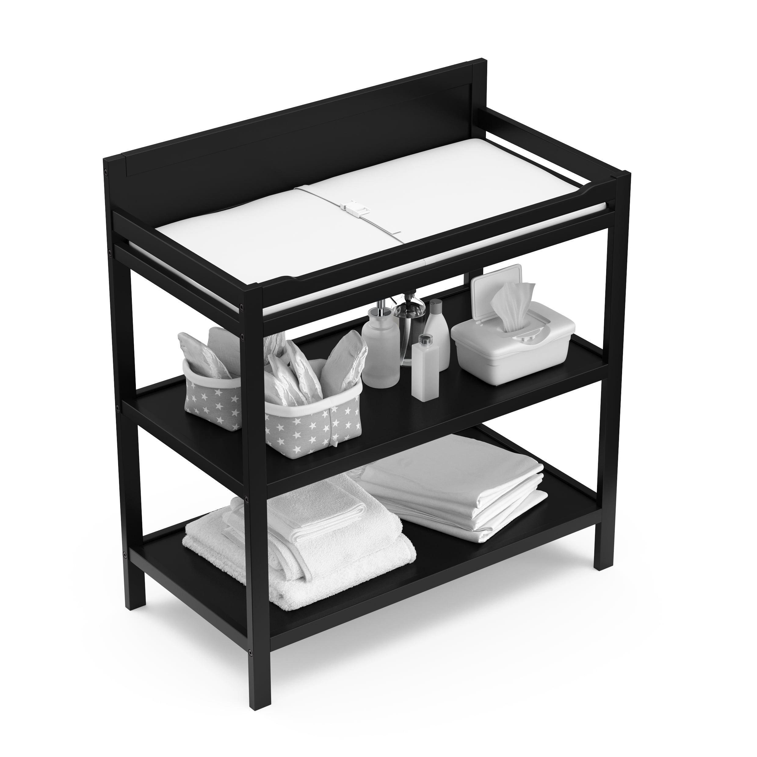 Storkcraft Alpine Infant Changing Table with Changing Pad, Black