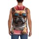 thumbnail image 4 of Fotbe French Bulldog In Sunglasses Men's Camiseta sin Mangas Estampada para Hombres, Playera Casual para Gimnasio, Entrenamiento, Playa-Small, 4 of 7
