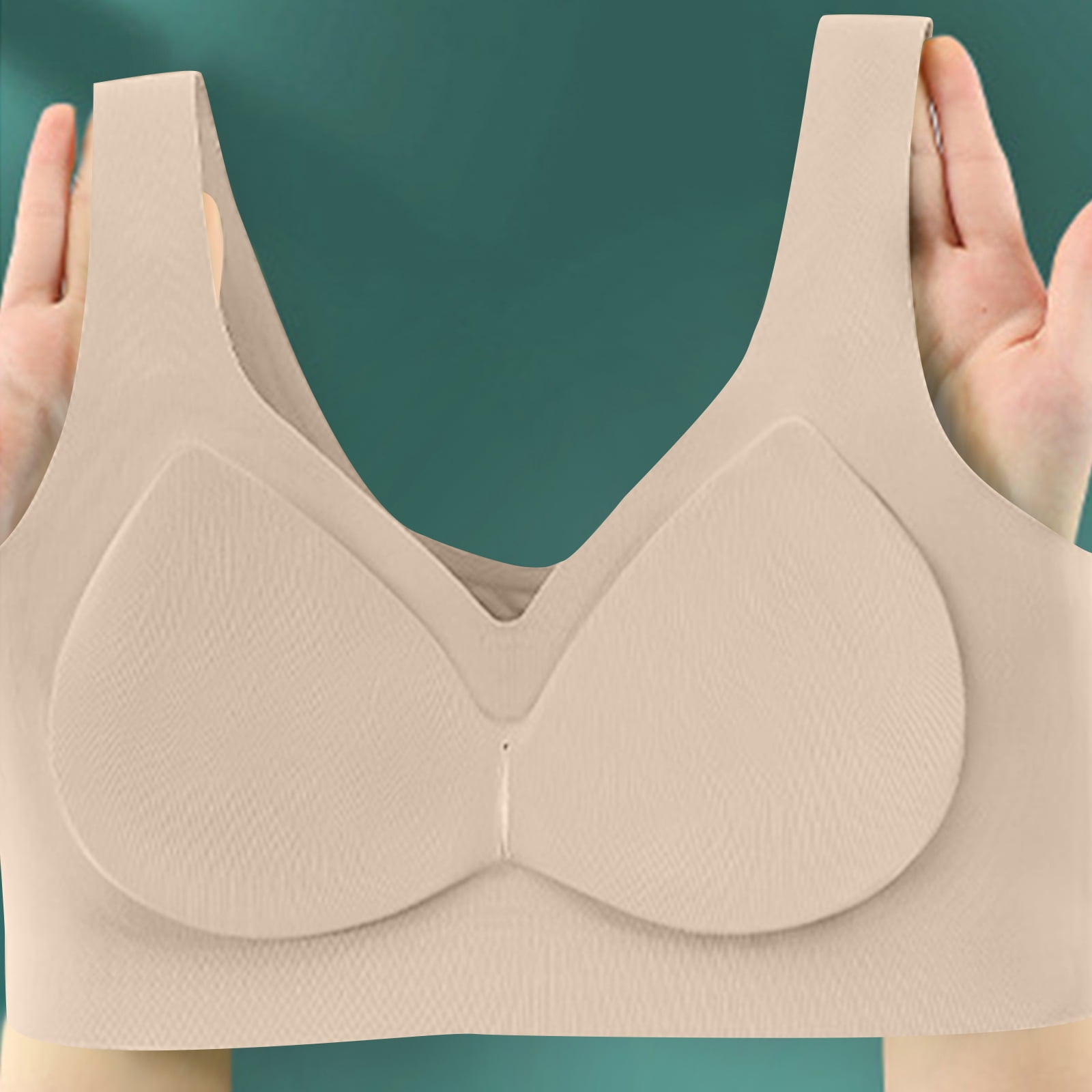 Sailboat Jelly Bras for Women, Lifting Wirefree Supportive Push up Soft Breathable 2 Pack Black+Camel Bras for Women