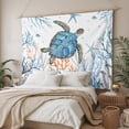 thumbnail image 3 of Sea Turtle Coastal Large Tapestry for Bedroom Wall Hanging Tapestry, Nautical Summer Beach Coral Ocean Ceiling Backdrop Tapestries Poster Blanket Wall Decor for Teens Room Living Room Dorm 100" x 59", 3 of 8