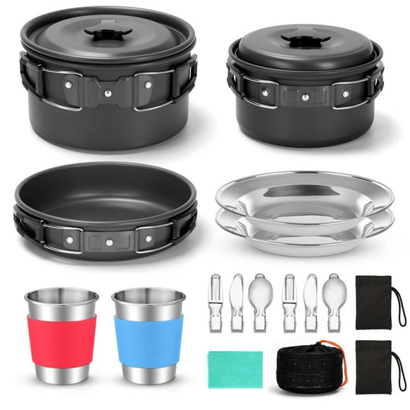 15pcs Camping Cookware Mess Kit