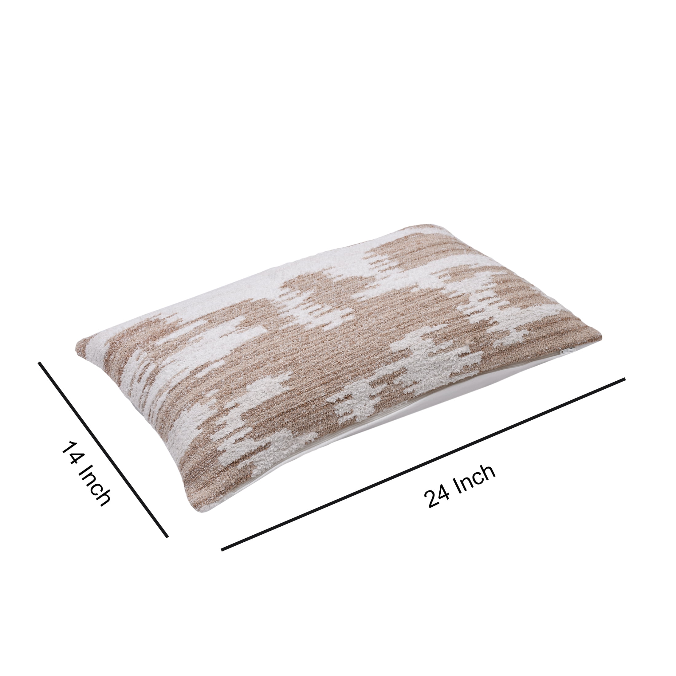 Better Homes & Gardens 14" x 24" Arrin Abstract Ikat Lumbar Throw Pillow Cover, Brown Wool