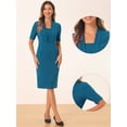 thumbnail image 2 of DARING DIVA Sheath V Neck Work Office Bodycon Midi Dresses M Lake Blue, 2 of 6