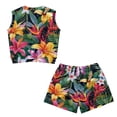 thumbnail image 5 of chaqlin Tropical Hibiscus Girls 2 Piece Outfits Set Sleeveless Tank Top Flare Pants with Pockets Kids Soft Shorts Set for 5-14 Years Old, 5 of 7