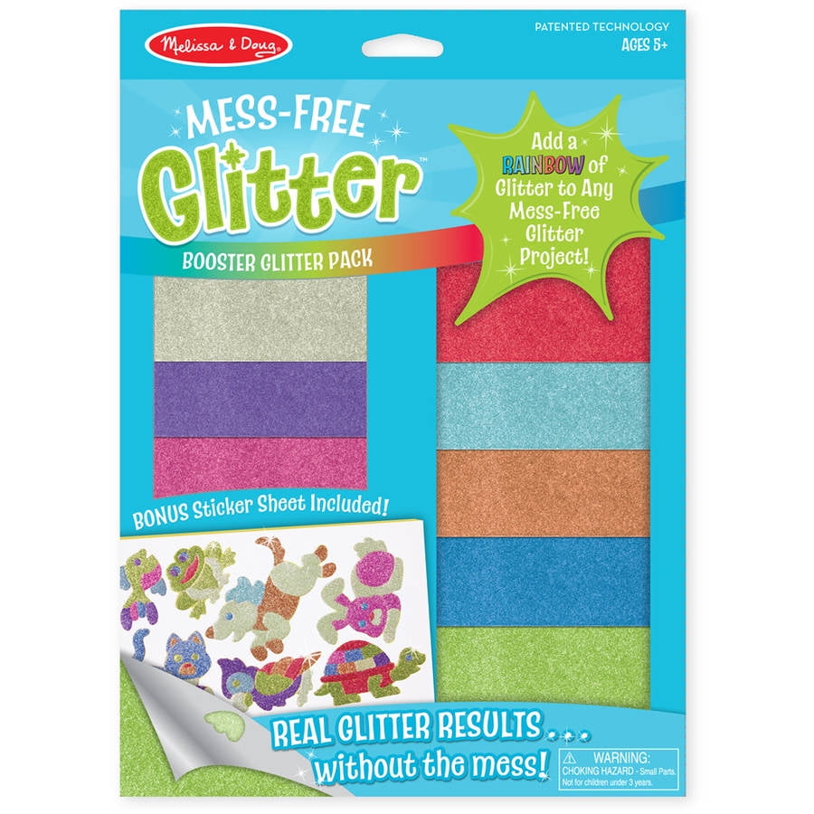 6 Glitter Sheets and 4 Clasps 4 Cords Melissa & Doug Mess-Free Glitter Foam Beads Craft Kit: 20 Beads