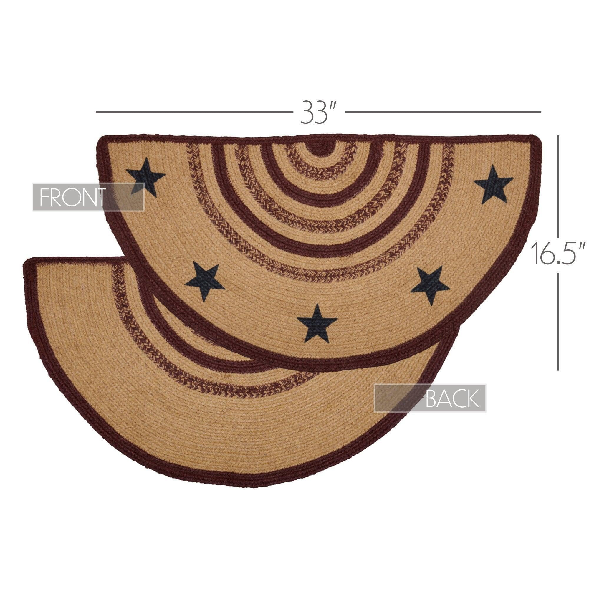 VHC Brands Potomac Jute Half Oval Braided Americana Star Rug