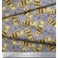 thumbnail image 2 of Soimoi Cotton Poplin Fabric Dollar Currency Note & Leaves Printed Fabric 1 Yard 56 Inch Wide, 2 of 3