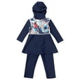 thumbnail image 6 of IBTOM CASTLE Kids Girls Muslim Swimsuit Long Sleeve Butterfly Flower Printed Islamic Swimwear Burkini Full Cover Cap Top Pants 3PCS Modest Bathing Suit 2-3 Years Deep Blue, 6 of 8