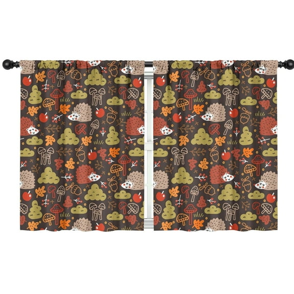 Blackout Kids Curtains,Hedgehog and Mushroom Childrens Insulated Curtains Set Of 2,Bedroom Essentials,Toddler Room Decor 42"x54"(106x137cm)