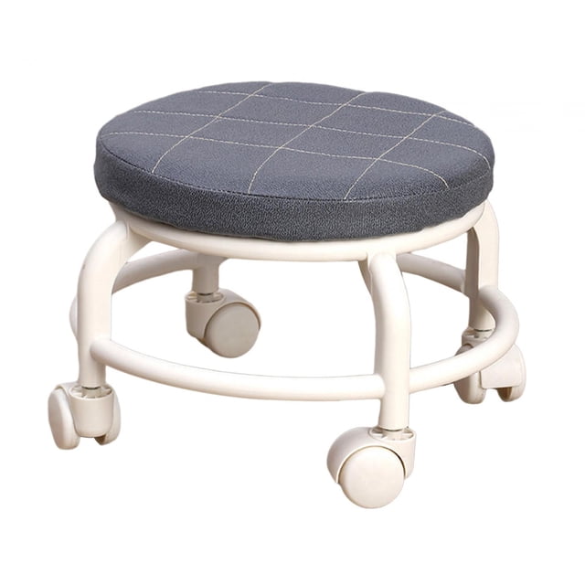 GROWTH TANK Fauteuil Bas à Roulettes Rond Repose-Pieds Confortable Petit Fauteuil Pivotant pour Enfants et Adultes Noir