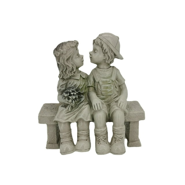 Estatuilla de resina con forma de pareja besándose, 13 cm, para niño y niña