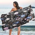 thumbnail image 6 of Coolnut Plant Floral Black Diveblues Beach Towel Microfiber - Oversized Travel Towels - Lightweight Compact Beach Accessories - for Swimming, Camping, Holiday, Quick Dry Washcloth Gift, 6 of 7