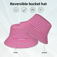 thumbnail image 3 of Vsdgher Pink Gingham Print Bucket Hat for Men&Women Bucket Hat Reversible Summer Double-Side-Wear Travel Gardening, Beach, Camping, Hiking, Fishing Cap, 3 of 5