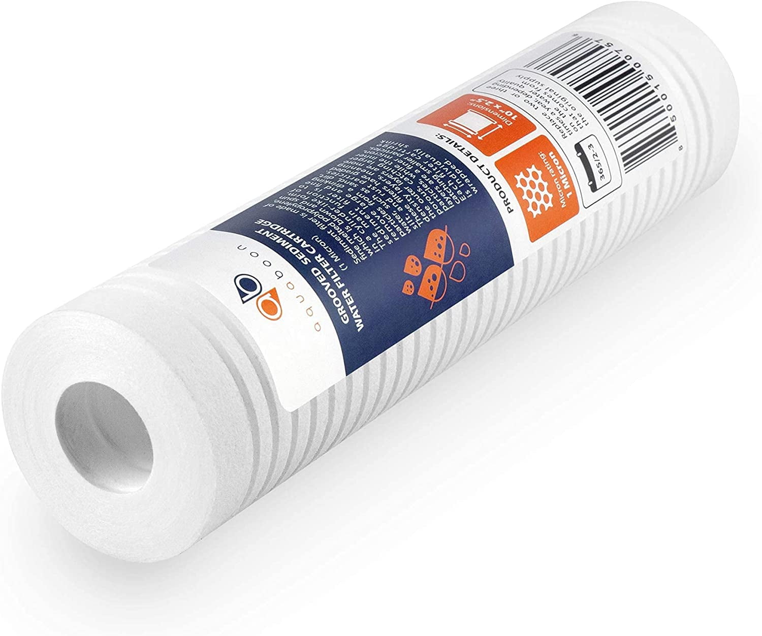 Aquaboon 1 Micron 10" x 2.5" Grooved Sediment Water Filter Replacement Cartridge for Any 10 inch RO Unit | Whole House Sediment Filtration | Compatible with P5, AP110, WFPFC5002, CFS110, RS14, 50-Pack