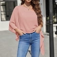 thumbnail image 6 of DDAPJ pyju Womens Sheer Poncho Shrug Elegant Chiffon Shawl One Shoulder Crop Ponchos Going Out Beach Cover Ups Asymmetrical Cape Pink XL, 6 of 8
