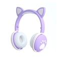 thumbnail image 1 of Bearachild Auriculares brillantes con luz LED, Oreja de Gato, regalo para niñas, auriculares para niños, inalámbricos, estéreo HIFI, graves, Cables de audio/vídeo violeta claro empaquetado en caja, 1 of 5