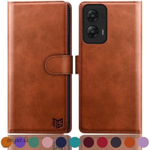 SUANPOT For Motorola Moto G Stylus 2024 5G Wallet Case with RFID Blocking Credit Card Holder,Light Brown