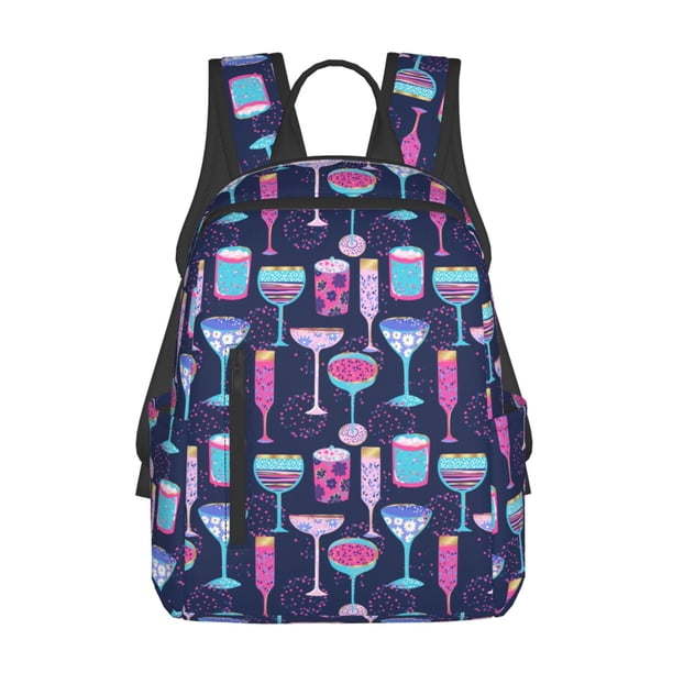 Balery Wine Glasses And Cocktails Mochila ligera para hombre y mujer: duradera e impermeable, ideal para la escuela, el trabajo, viajes y uso diario.