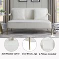 thumbnail image 4 of Holaki 56" Modern Upholstered Pleated Velvet Loveseat Comfy 2 Seater Small Sofa Couch with Gold Metal Legs 2pcs Throw Pillows, Beige, 4 of 10
