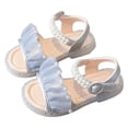 thumbnail image 3 of Ymyiu Little Girls Sandals Infant Baby Boys Girls Summer Sandals Non Slip Soft Sole Toddler First Walker Crib Shoes Size 9 (Silver,Toddler 9), 3 of 8