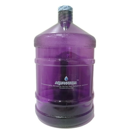Gallon Water Container AquaNation 1 Gallon Polycarbonate Reusable Daily 8 Plastic Drinking Water Bottle Jug Container with Holder Drinking Canteen (Purple) ()