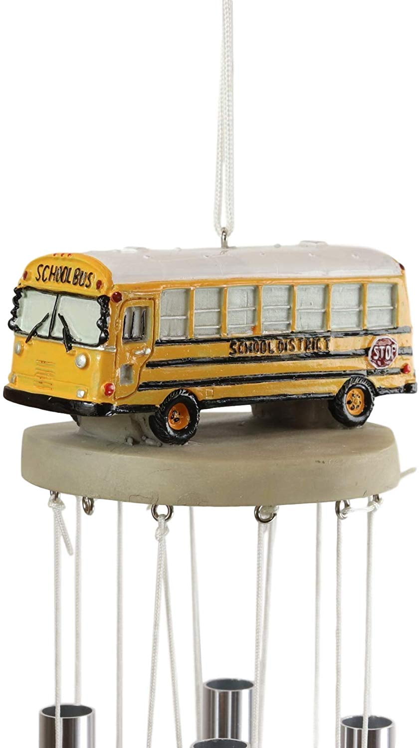 Decorative Yellow School Bus Model Resonant Relaxing Wind Chime Patio Garden