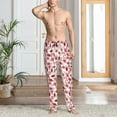 thumbnail image 5 of Uemuo Red Football Pattern Men's Wide Leg Palazzo Lounge Pants with Pockets Light Weight Loose Comfy Casual Pajama Pants-, 5 of 9
