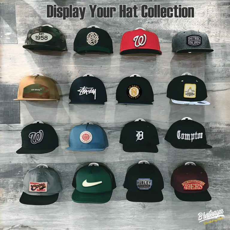 Adhesive Hat Hooks for Wall, Hat Rack for Baseball Caps Cowboy Hats, Ball  Cap Holder Closet Organizer Wall Display, Men Cap Rack for Closet Door, 10
