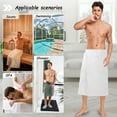 thumbnail image 7 of Mens Shower Wrap Adjustable Bath Wrap Towel Body Towels for Gym Shower Sauna Spa White 60x28, 7 of 7