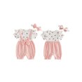 thumbnail image 2 of BemeyourBBs Newborn Baby Girl 4th of July Clothes Baby Girls Independent Day Summer Clothes 0 3 6 9 12 18 Months Patriot USA Flag Print Romper Fake Two-Piece Short Sleeve Bodysuit Jumpsuit Headband, 2 of 9