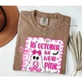 thumbnail image 2 of Comfort Colors Breast Cancer Awareness Shirt – In October We Wear Pink, Coquette Halloween Pink Ghost Tee, Preppy Pink Ribbon Support T-Shirt, 2 of 8