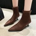 thumbnail image 4 of Lovskoo 2024 Dressy Ankle Boots for Women Stiletto-Heelss Pointed Toe Retro Elastic Fashion High Heel Booties Wedding Dress Shoes Coffee, 4 of 9